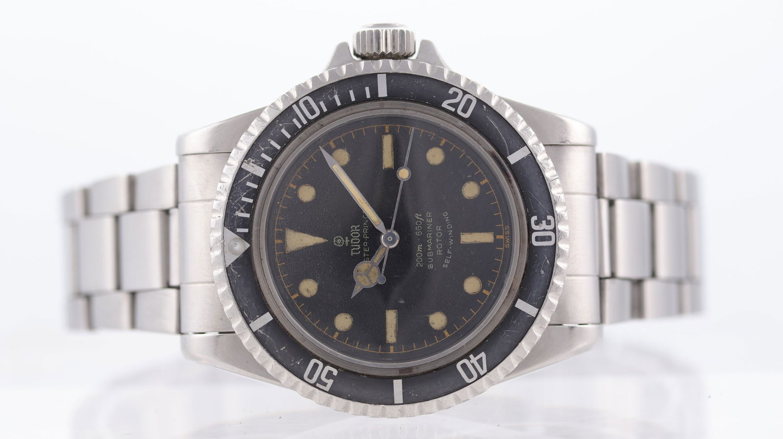 Rare Tudor Oyster Prince Submariner PCG Reference 7928 Circa 1963: Brand: Tudor Model Name: Oyster Prince Submariner Reference: 7928 Movement: Automatic Movement features: Tudor signed movement Year: Circa 1963 Dial shape: Circular Dial colour: Black Dial features: M