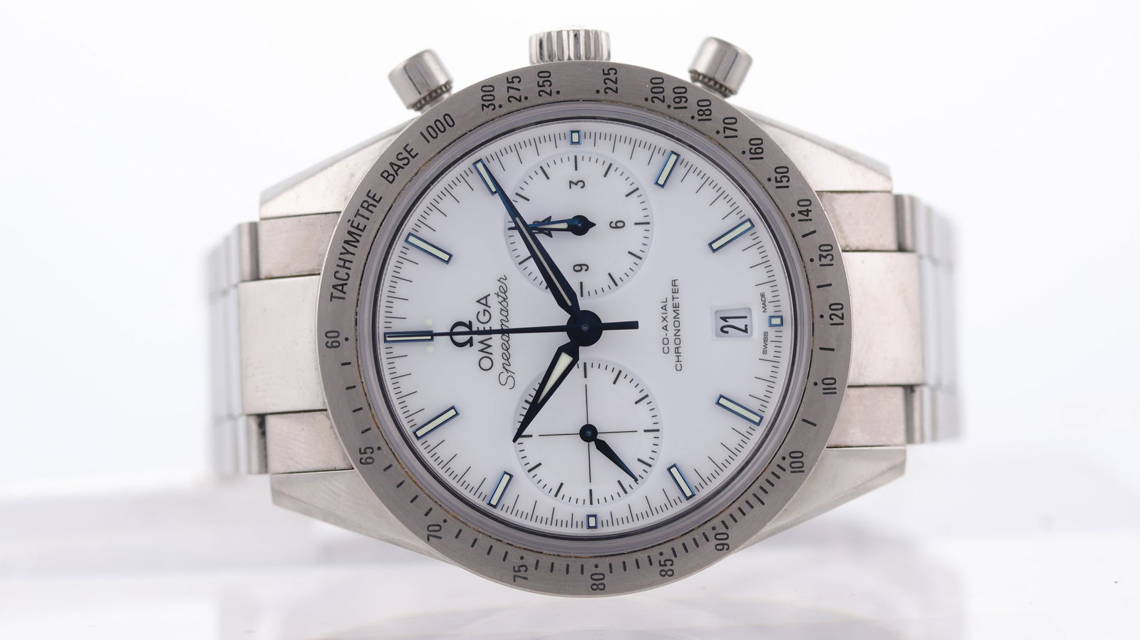 Omega Speedmaster '57 Chronograph Co-Axial Automatic: Brand: Omega Model Name: Speedmaster '57 Reference: 331.90.42.51.04.001 Movement: Automatic Movement calibre: Omega calibre 9300 Movement features: Co-axial chronometer Dial shape: Circular Dial colou