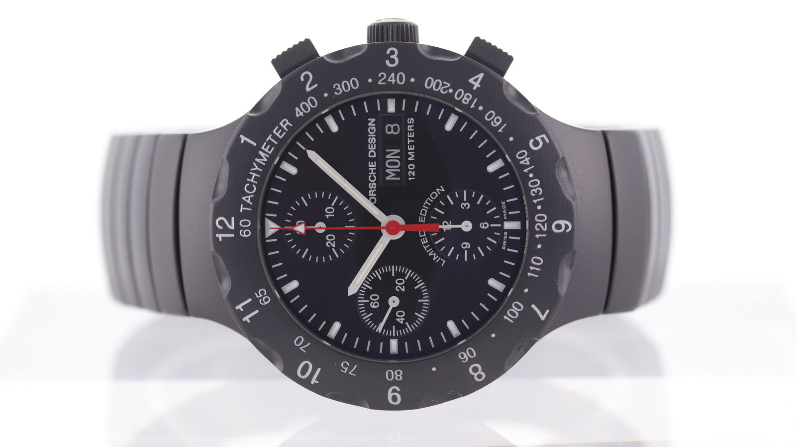 Porsche Design Titan By Eterna Limited Edition Ref 6500.12: Brand: Porsche Design Model Name: Titan Reference: 6500.12 Movement type: Automatic Movement calibre: Valjoux 7750 Dial shape: Circular Dial colour: Black Dial features: Baton hour markers, three subs