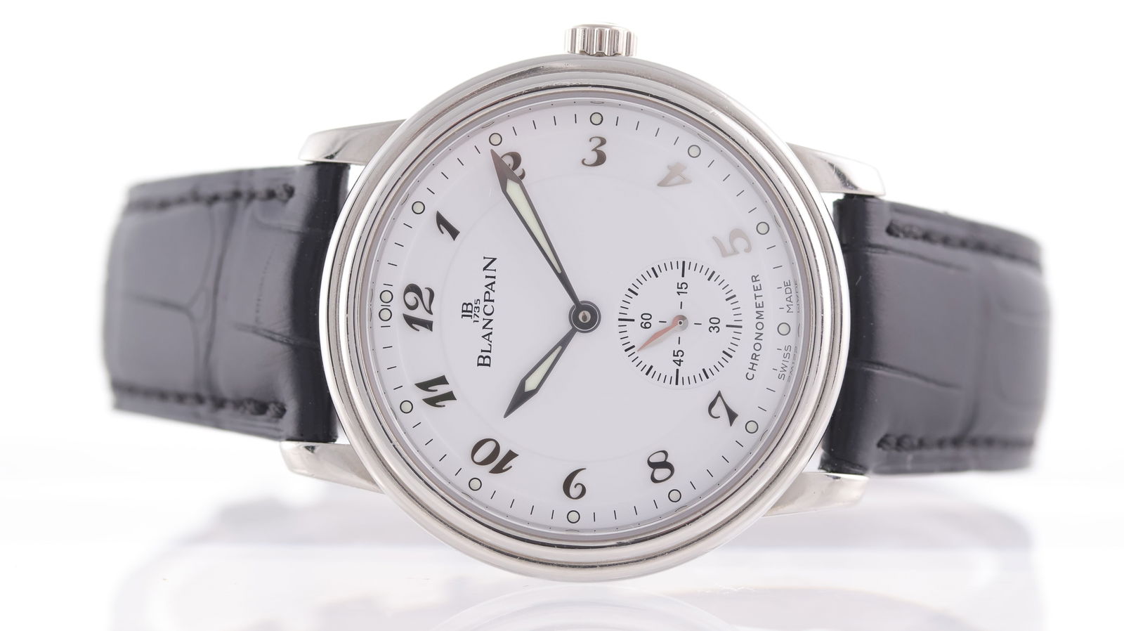 Blancpain Villeret Ultraslim Manual Wind Circa 2000's: Brand: Blancpain Model Name: Villeret Ultraslim Movement type: Manual Wind Movement calibre: Blancpain 64-1 Year: Circa 2000's Dial shape: Circular Dial colour: White Dial features: Arabic 'Breguet' s