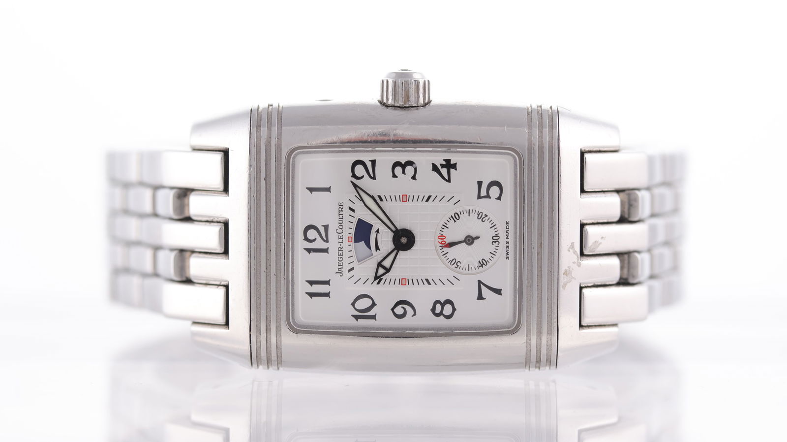 Jaeger Le Coultre Reverso Gran'Sport 'Duetto' Ref 296.8.74 with Box and Papers 2003: Brand: Jaeger Le Coultre Model Name: Reverso Gran'Sport Reference: 296.8.74 Movement type: Automatic Year: 2003 Box: Full Box Papers: Full Set Papers Dial shape: Rectangular Dial colour: Silver Dial f