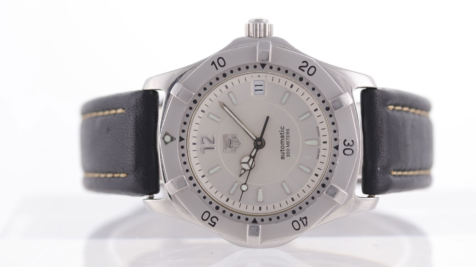Tag Heuer Professional Automatic Ref WK2116: Brand: Tag Heuer Model Name: Professional Reference: WK2116 Movement type: Automatic Movement calibre: ETA 2824-2 Dial shape: Circular Dial colour: Silver Dial features: Lume filled hands and hour mar