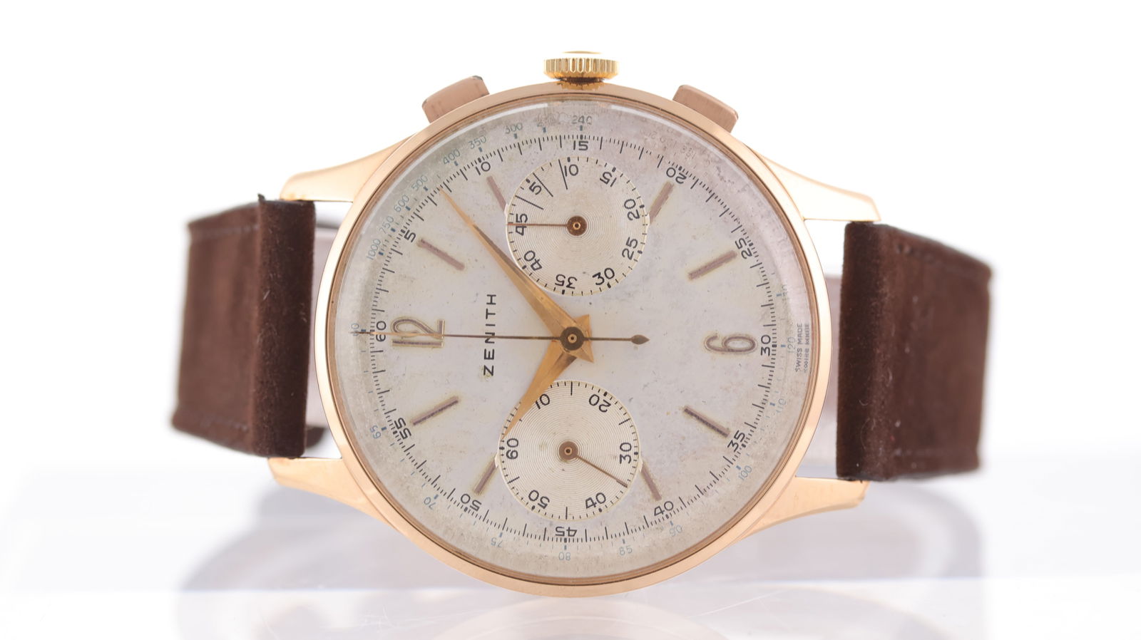 Vintage Zenith 'Stellina' 18ct rose gold Circa 1950's: Brand: Zenith Model Name: Stellina Movement type: Manual Wind Movement calibre: Zenith 156 D Year: Circa 1950's Dial shape: Circular Dial colour: Silver Patina Dial features: Rose baton and arabic num