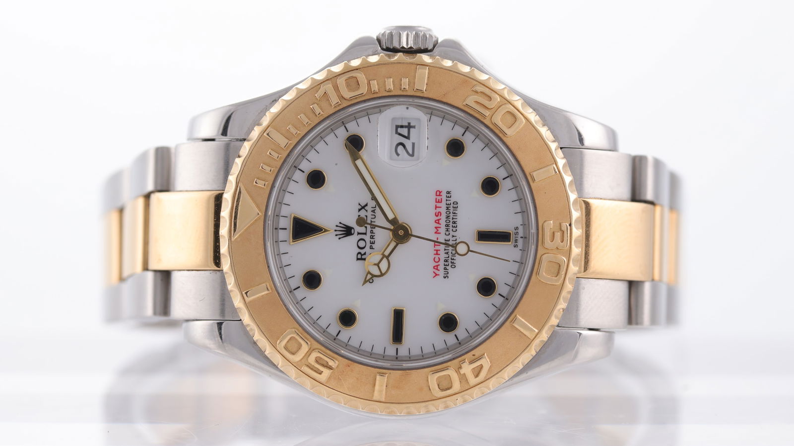 Rolex Yachtmaster Ref 68623 Circa 1998: Brand: Rolex Model Name: Yachtmaster Reference: 68623 Movement type: Automatic Movement calibre: Rolex 2135 Year: Circa 1998 Dial shape: Circular Dial colour: White Dial features: Applied hour markers