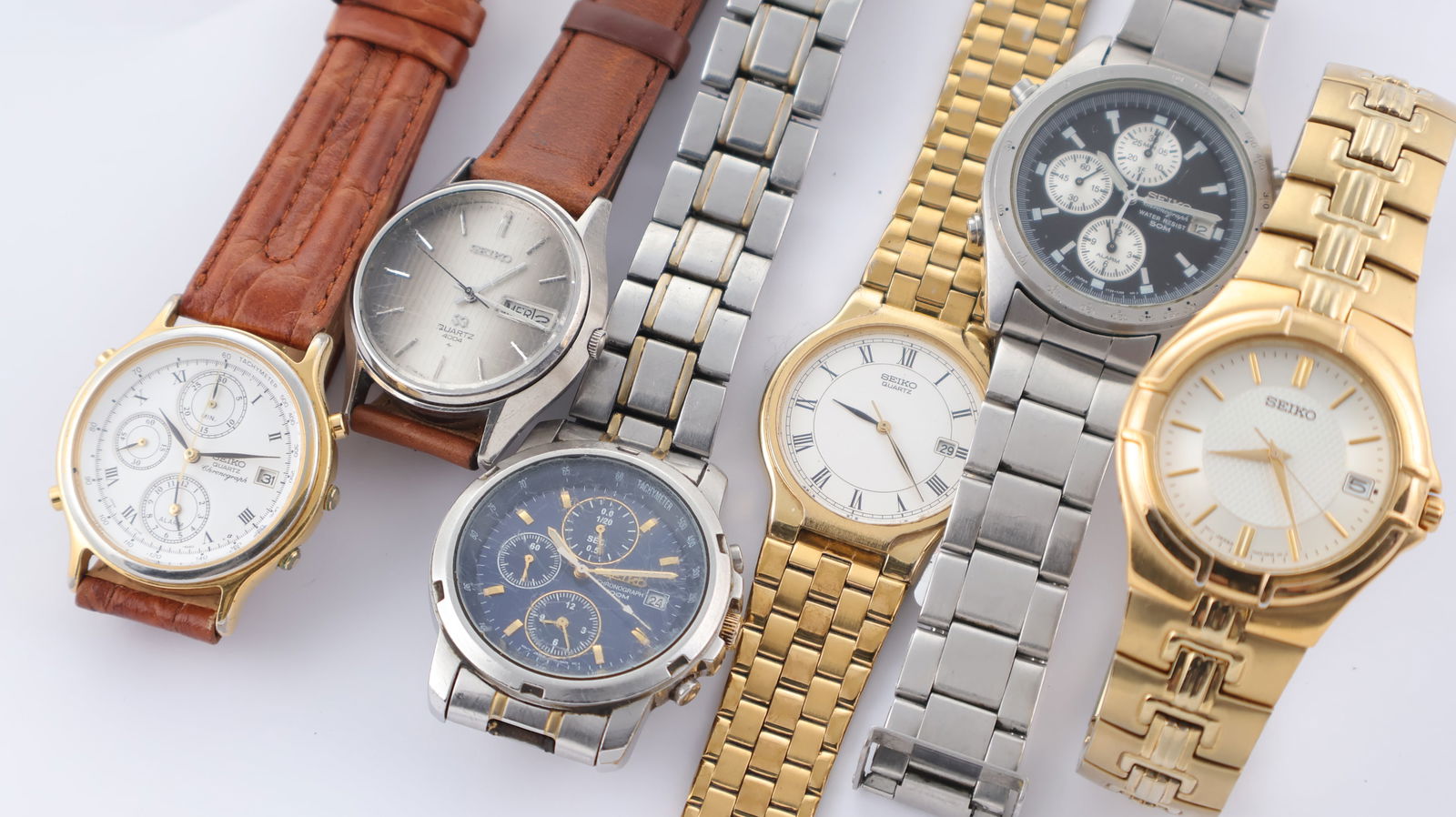 *To Be Sold Without Reserve* Job Lot of 6 Seiko Wristwatches, sold as seen. (1 of 1)