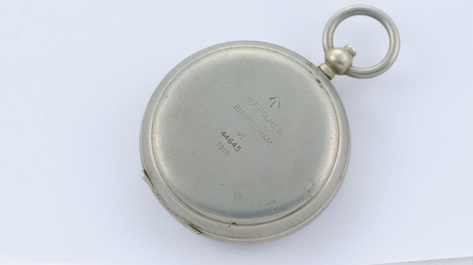 *NO RESERVE* British Military Compass, case marked with 'Crows Foot', W.F. Holmes, Birmingham, VI, - 2