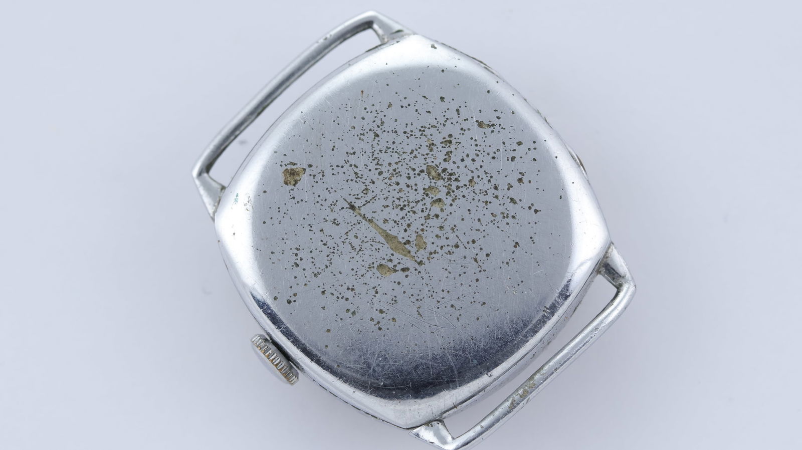 *NO RESERVE* Trench watch, circa 1950s, nickle plated case, hinged back, Arabic numerals,29mm, inner - 2