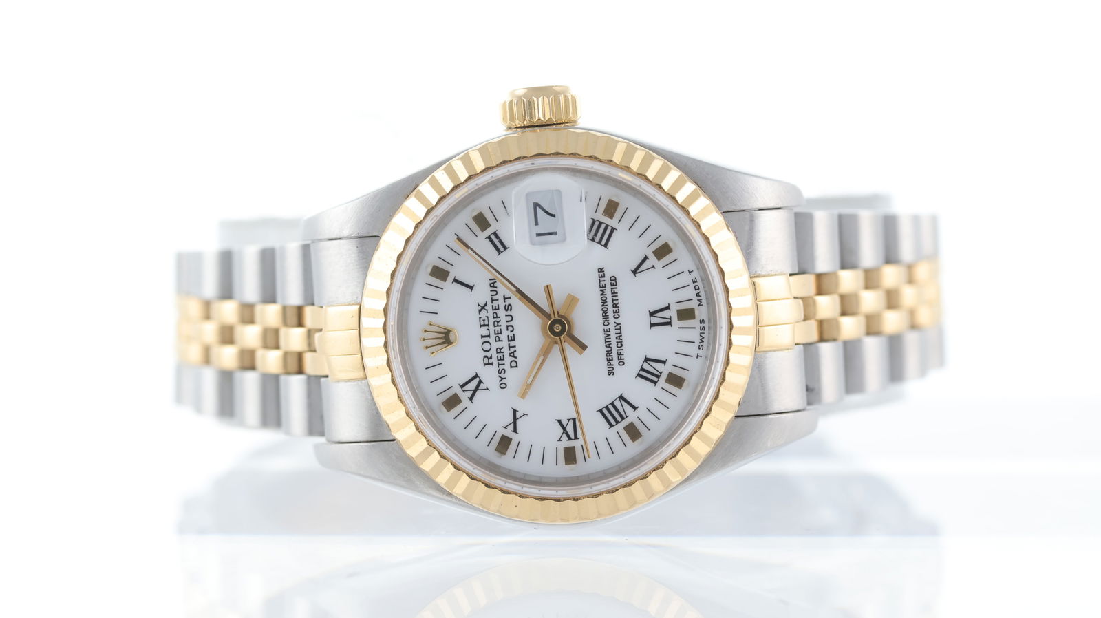 Rolex Datejust 26 Ref 69173 Circa 1989: Brand: Rolex Model Name: Datejust 26 Reference: 69173 Movement type: Automatic Movement calibre: Rolex 2135 Year: Circa 1989 Dial shape: Circular Dial colour: White Dial features: Roman numerals with