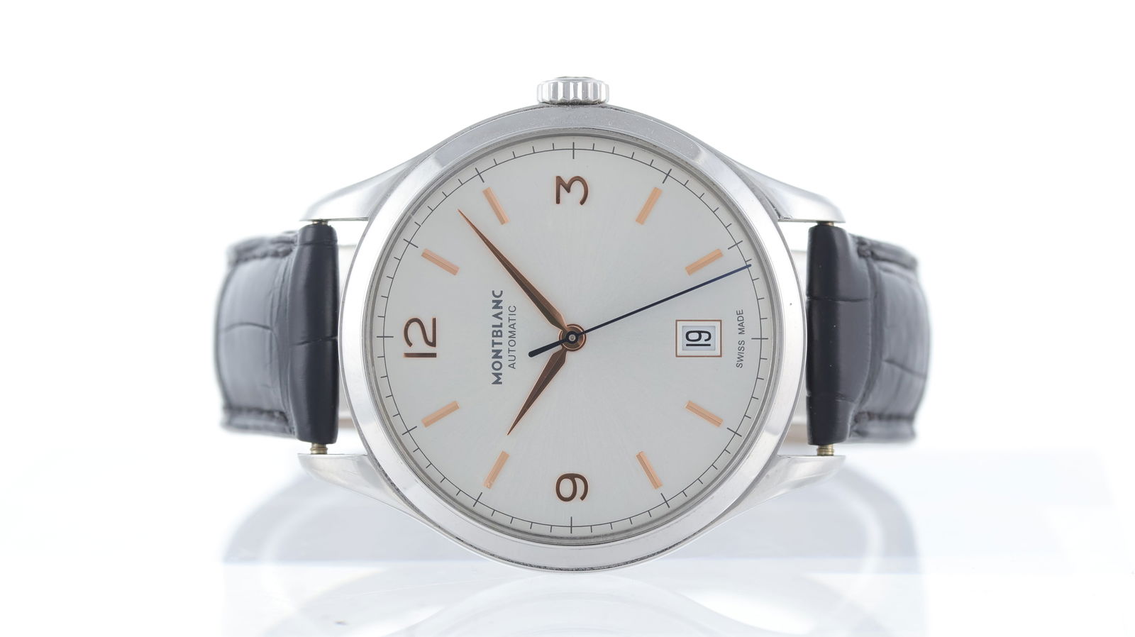 Montblanc Heritage Chronometer Automatic Ref 7345: Brand: Montblanc Model Name: Heritage Reference: 7345 Movement type: Automatic Movement calibre: Montblanc MB2409 Movement features: SW300-1 Base Dial shape: Circular Dial colour: Silver Dial