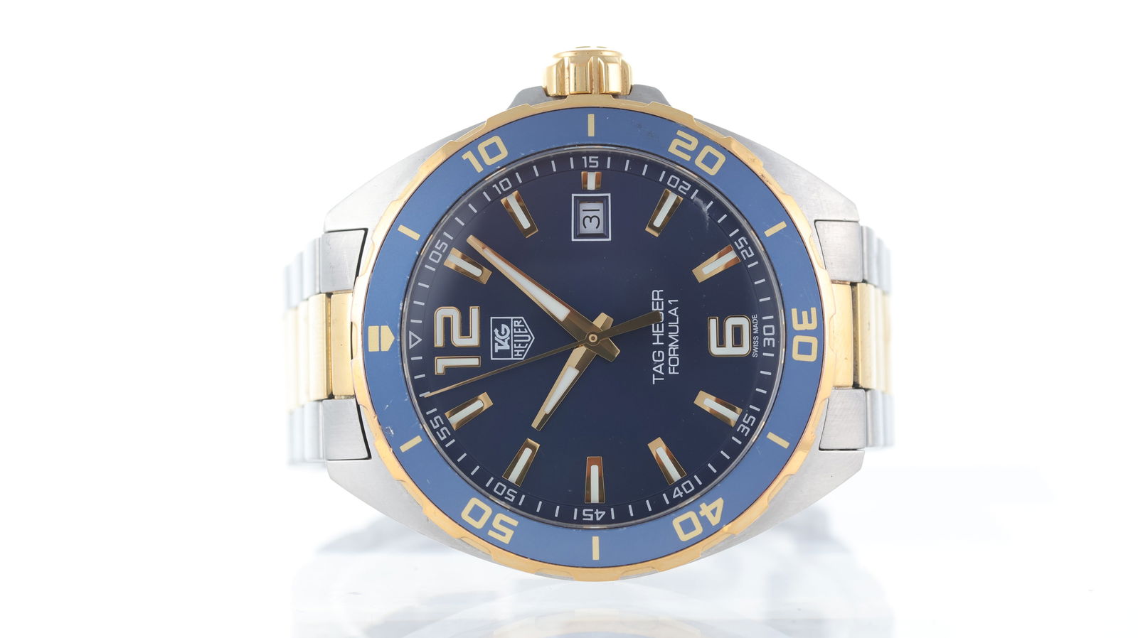 Tag Heuer Formula 1 Ref WAZ1120: Brand: Tag Heuer Model Name: Formula 1 Reference: WAZ1120 Movement type: Quartz Dial shape: Circular Dial colour: Blue Dial features: Applied gold baton hour markers with quickset date aperture at 3 o