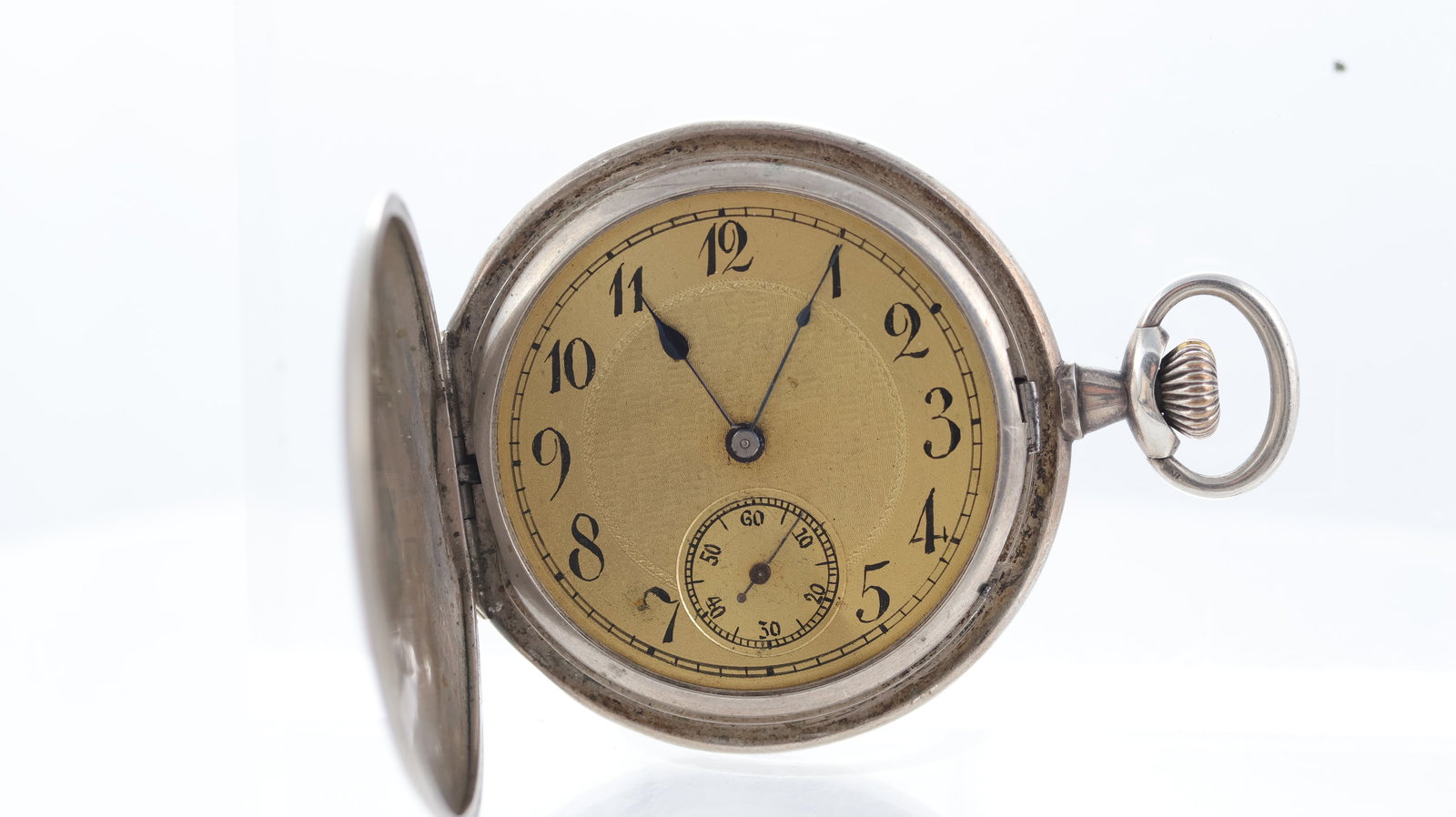 A Rare Silver Cased Foundation Era Lange & Sohne Manually Wound Pocket Watch: A Silver cased pocket watch with a 10 jewel Lange & Sohne signed movement. Blued steel hands. A gilt, guilloche dial with black arabic numerals. Sub seconds. 49mm Case. Weighs 62g gross.