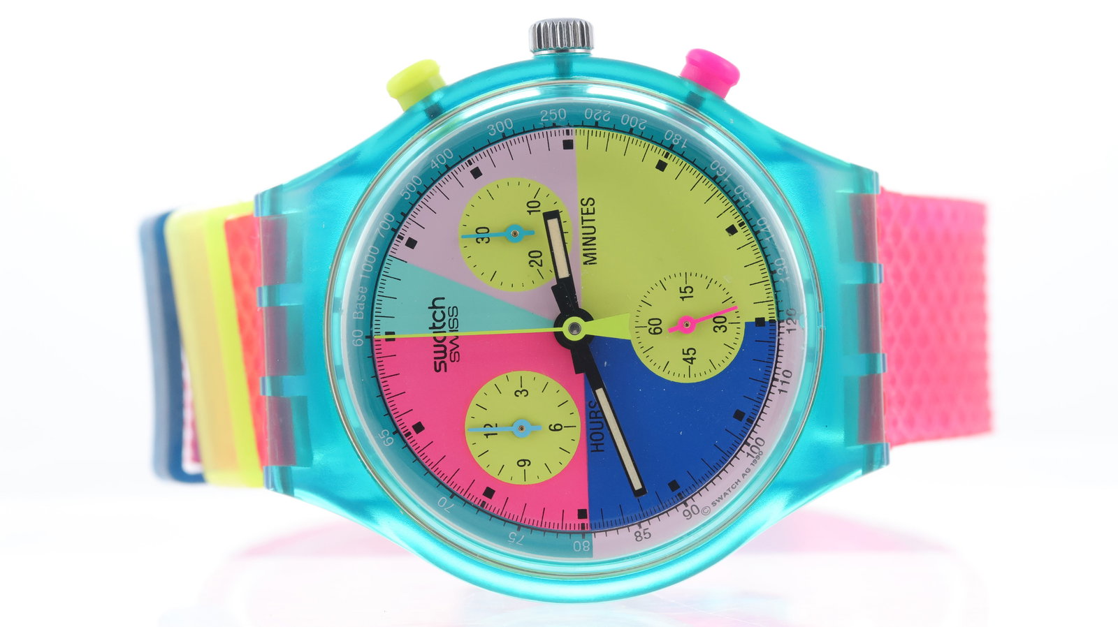 *To Be Sold Without Reserve* Swatch 'Flash Arrow' Ref SCL 100 with Box and Papers 1991: Brand: Swatch Model Name: 'Flash Arrow' Reference: SCL 100 Movement type: Quartz Year: 1991 Box: Full Box Papers: Full Set Papers Dial shape: Circular Dial colour: Multi-coloured Dial features: