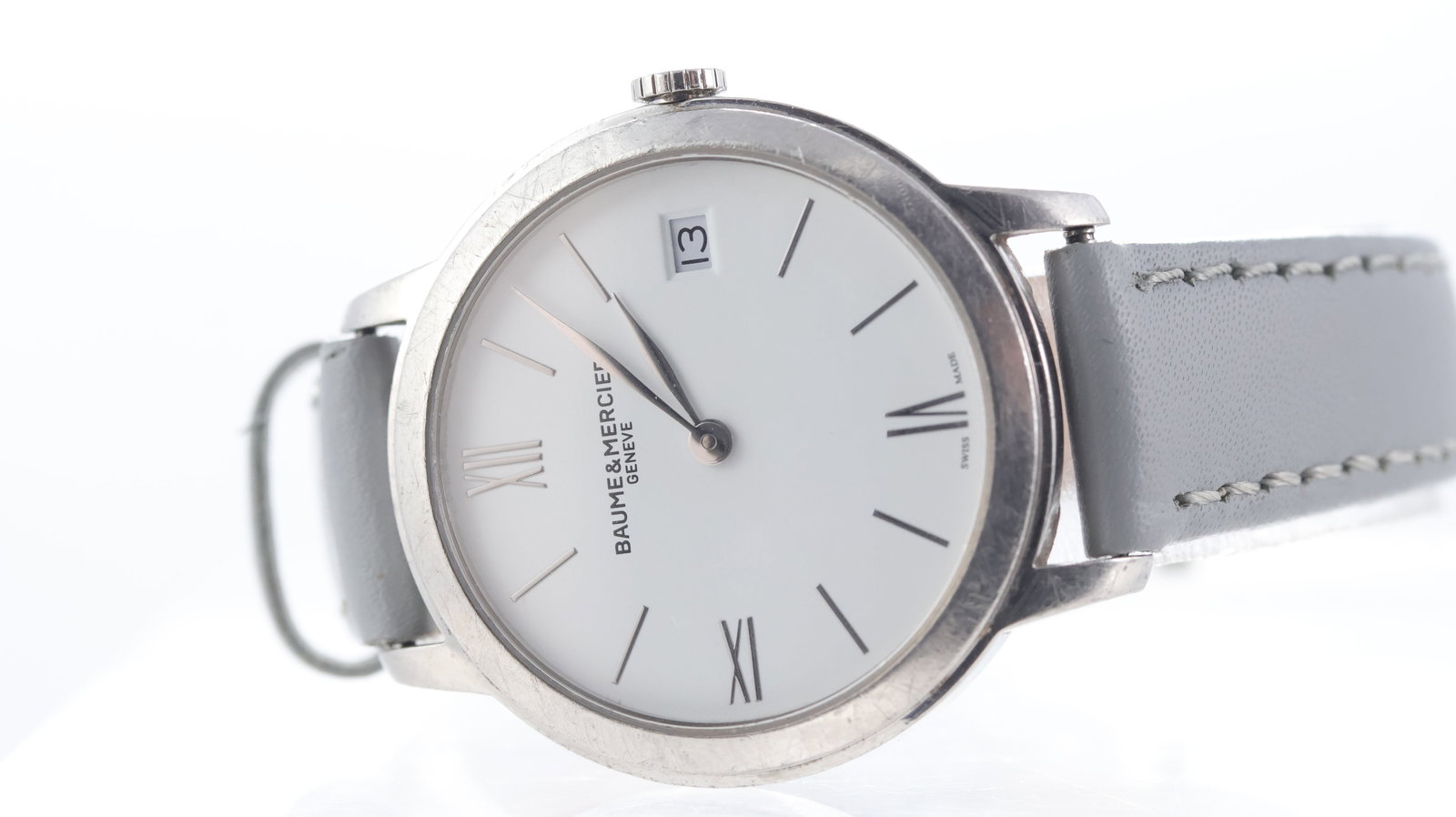 Baume & Mercier Classima Ref 65808: Brand: Baume & Mercier Model Name: Classima Reference: 65808 Movement type: Quartz Dial shape: Circular Dial colour: White Dial features: Roman and baton hour markers, quickset date aperture at 3