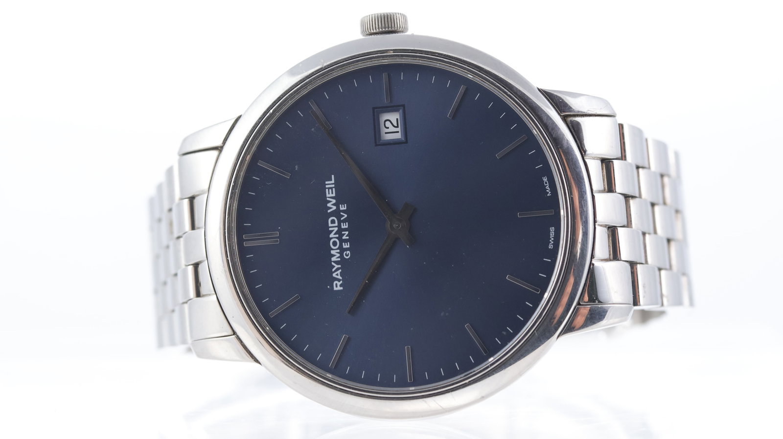 Raymond Weil Toccata Ref 5485: Brand: Raymond Weil Model Name: Toccata Reference: 5485 Movement type: Quartz Dial shape: Circular Dial colour: Blue Dial features: Silver hands and baton hour markers. Quick s