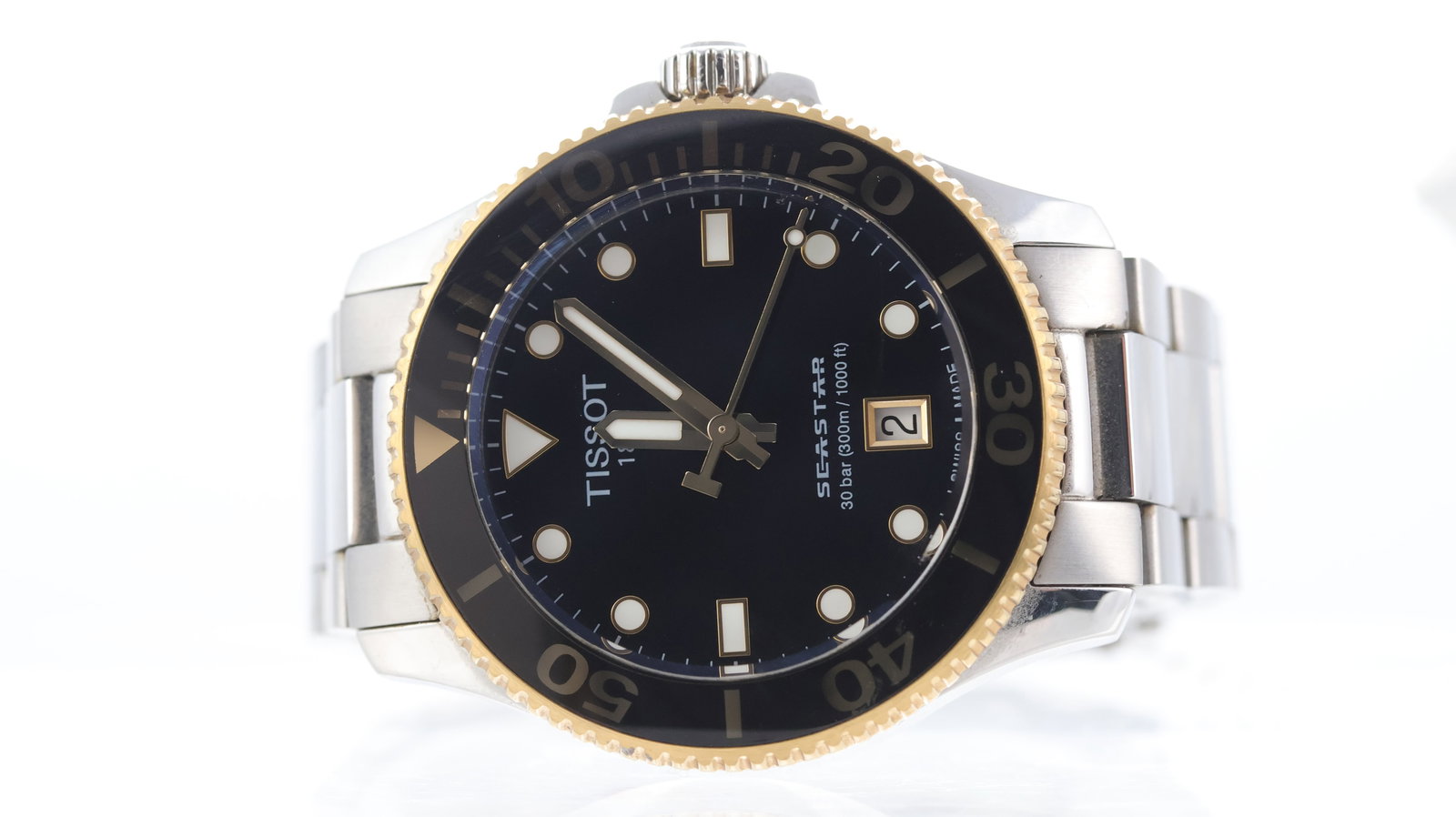 Tissot Seastar Ref T120210A: Brand: Tissot Model Name: Seastar Reference: T120210A Movement type: Quartz Dial shape: Circular Dial colour: Black Dial features: Lume filled hands and hour markers. Date aper