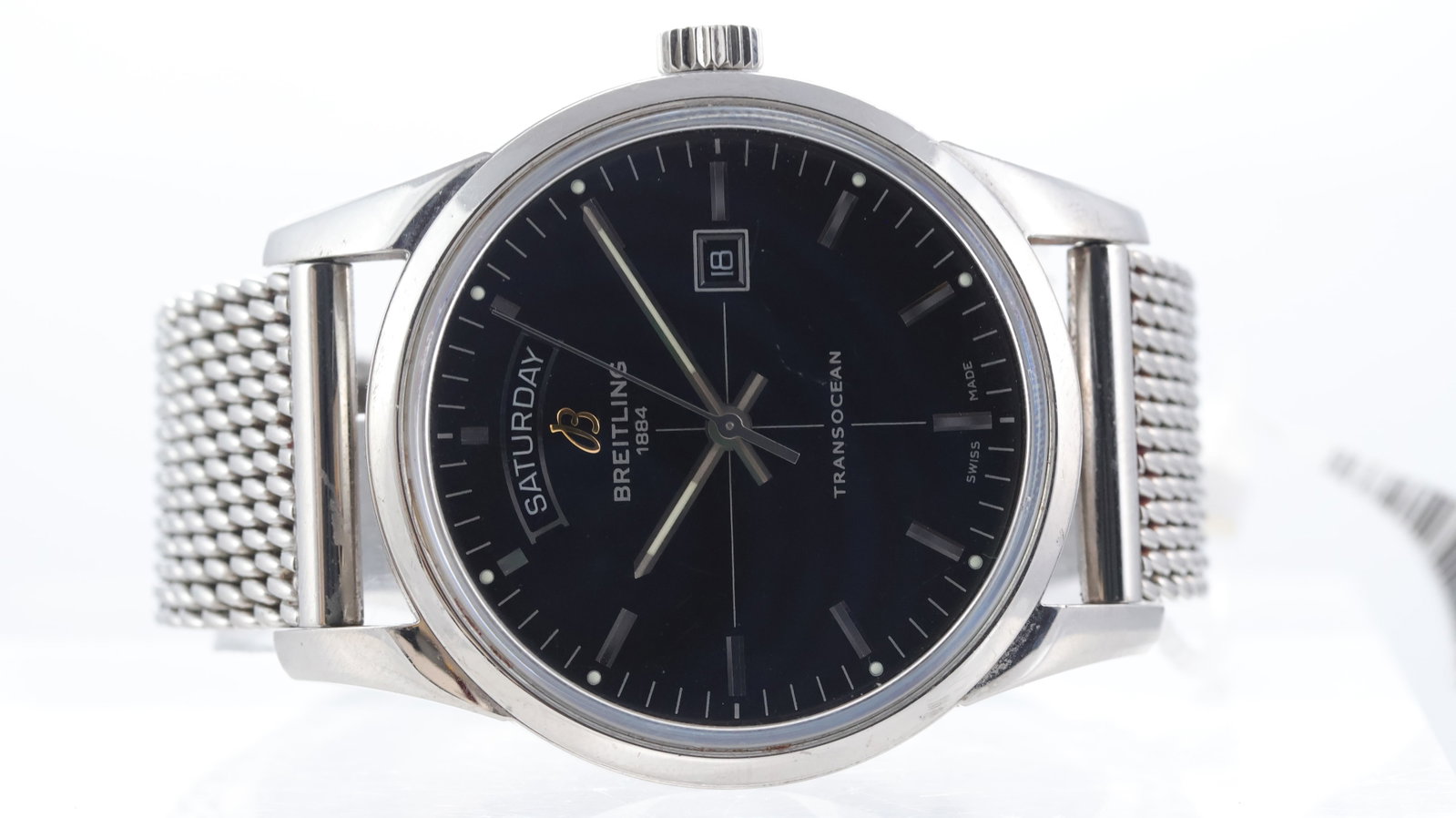 Breitling Transocean Automatic Ref A45310: Brand: Breitling Model Name: Transocean Reference: A45310 Movement type: Automatic Movement calibre: Breitling 45 Dial shape: Circular Dial colour: Black Dial features: Quartered dial, Day and Date ap