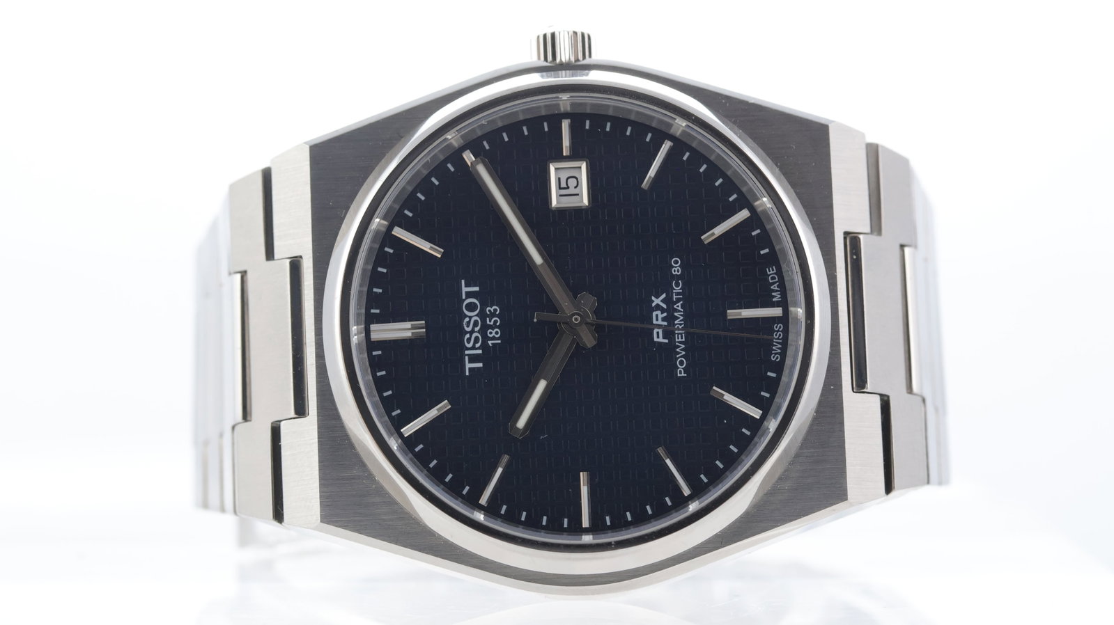 Tissot Prx Powermatic 80 Ref T137407A: Brand: Tissot Model Name: Prx Powermatic 80 Reference: T137407A Movement type: Automatic Movement calibre: Tissot Powermatic 80 Dial shape: Circular Dial colour: Blue Dial features: Clous des Paris st