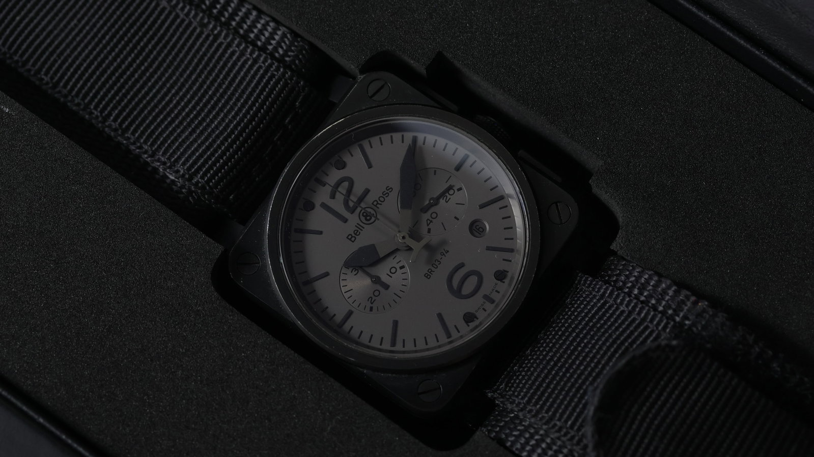 Bell & Ross BR03-94 Ref BR03-94-S-10618 with Box and Papers 2012: Brand: Bell & Ross Model Name: BR03-94 Reference: BR03-94-S-10618 Movement type: Automatic Year: 2012 Box: Full Box Papers: Full Set Papers Dial shape: Circular Dial colour: Grey Dial features: Black 