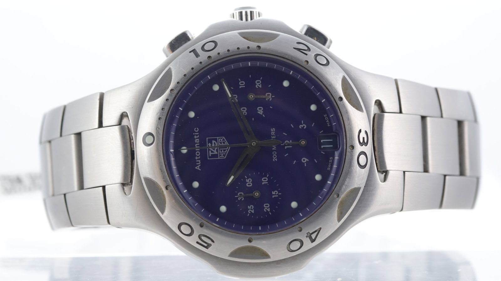 Tag Heuer Kirium Automatic Ref CL2111: Brand: Tag Heuer Model Name: Kirium Reference: CL2111 Movement type: Automatic Movement features: Split seconds chronograph Dial shape: Circular Dial colour: Blue Dial features: Silver hands and lume