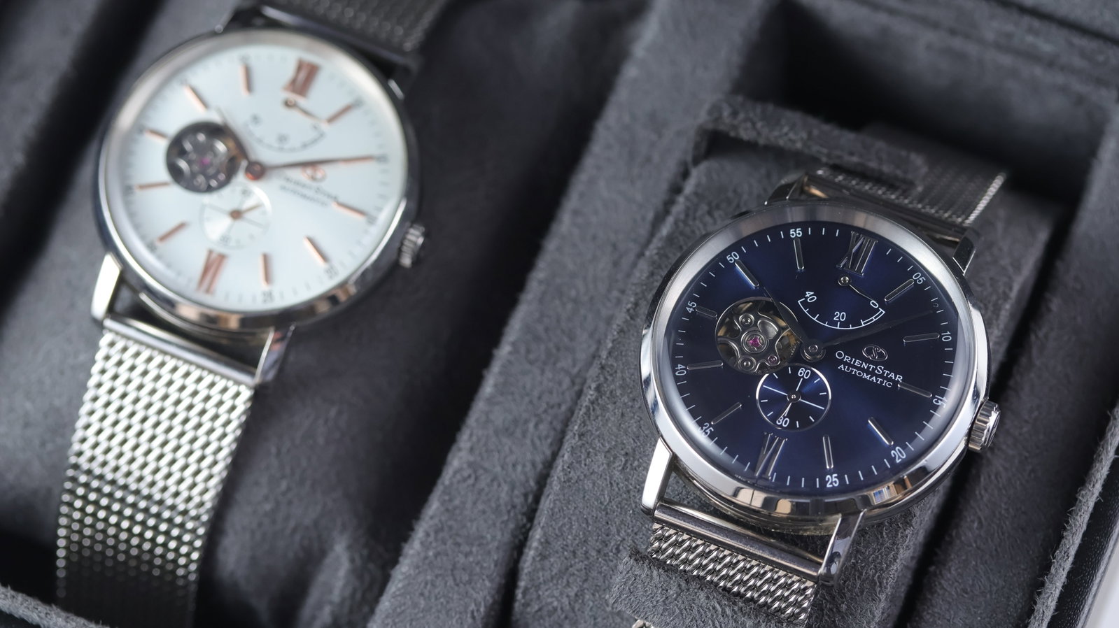 2 x Orient Star Power Reserve Ref WZ0311DK / WZ0151DK with Box and Papers 2017: Brand: Orient Star Model Name: Power Reserve Reference: WZ0311DK / WZ0151DK Movement type: Automatic Year: 2017 Box: Full Box Papers: Full Set Papers Dial shape: Circular Dial colour: Silver / Blue Di