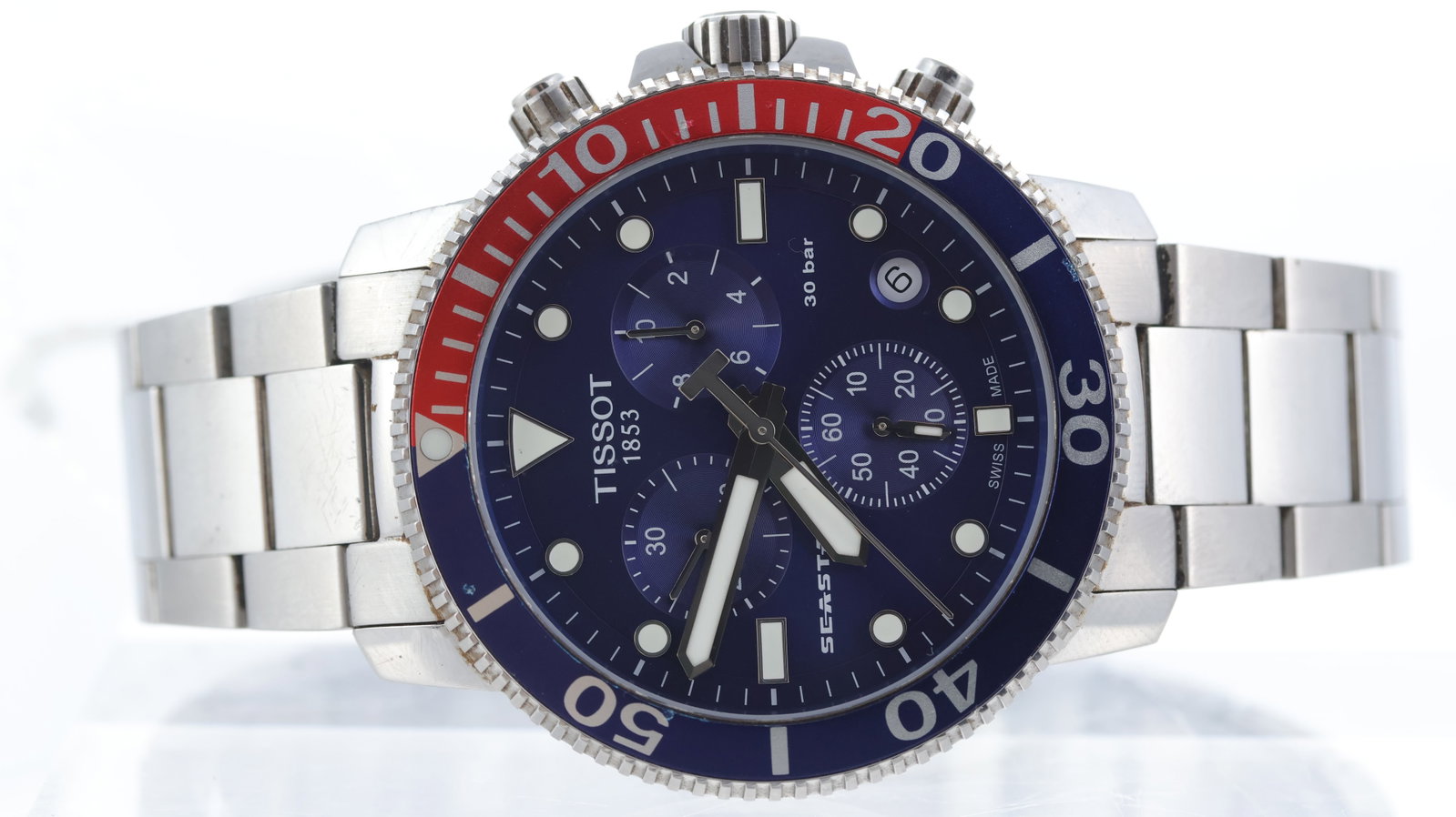 Tissot Sea Star Ref T120417A: Brand: Tissot Model Name: Sea Star Reference: T120417A Movement type: Quartz Dial shape: Circular Dial colour: Blue Dial features: Bold lume/silver hands and hour markers. Seconds subsidiary dial.