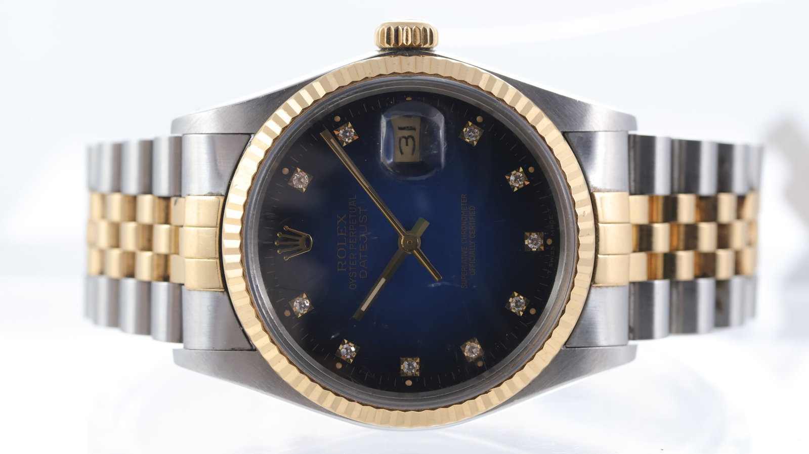 Rolex Datejust 36 Vignette Dial Ref 16013 with Papers Circa 1987: Brand: Rolex Model Name: Datejust 36 Reference: 16013 Movement type: Automatic Movement calibre: Rolex 3035 Year: Circa 1987 Papers: Guarantee Papers Papers features: Undated Dial shape: Circular Dial