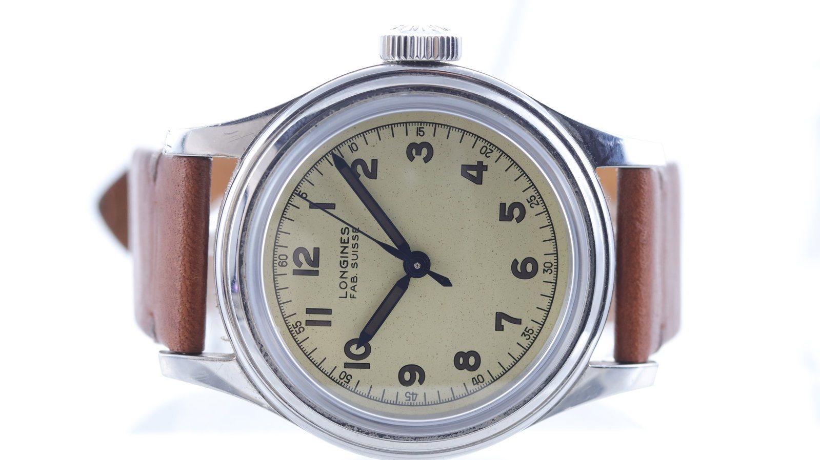 Longines Heritage Military 'Marine Nationale' Ref L2.833.4: Brand: Longines Model Name: Heritage Military 'Marine Nationale' Reference: L2.833.4 Movement type: Automatic Dial shape: Circular Dial colour: Cream Dial features: Arabic numerals with blue hands, ce