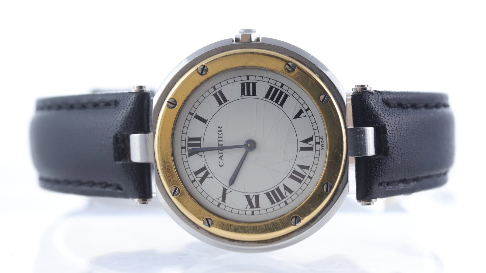 Vintage Cartier Santos 'Spider Dial' Ref 8191 with Papers 1986: Brand: Cartier Model Name: Santos Reference: 8191 Movement type: Quartz Year: 1986 Papers: Full Set Papers Dial shape: Circular Dial colour: Circular Dial features: Blued steel hands. Black roman nume