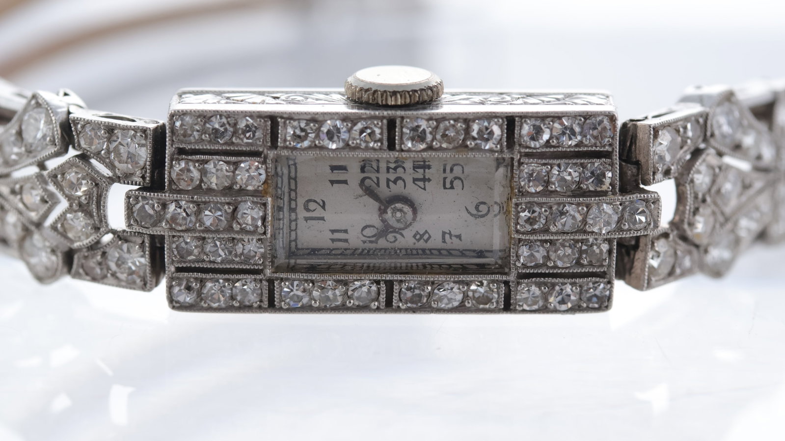 Vintage Helbros W.Co Art Deco Platinum Diamond Set Cocktail Watch (1 of 7)