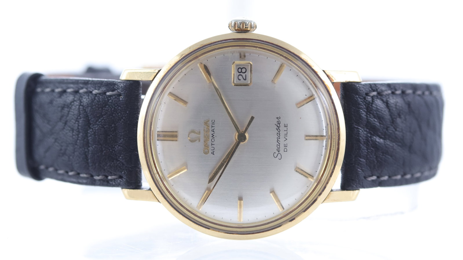 Omega Seamaster De Ville Circa 1960's: Brand: Omega Model Name: Seamaster De Ville Movement type: Automatic Year: Circa 1960's Dial shape: Circular Dial colour: Silver Dial features: Baton hour markers, date aperture at 3 o'clock Bezel: Sm