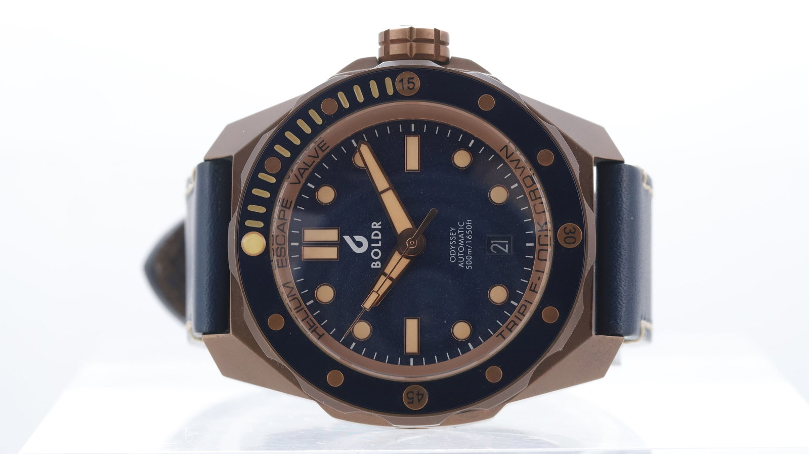 Boldr Odyssey with Box and Papers 2026: Brand: Boldr Model Name: Odyssey Movement type: Automatic Movement calibre: Boldr NH35A Year: 2026 Box: Full Box Papers: Associated Papers Dial shape: Circular Dial colour: Blue Dial features:
