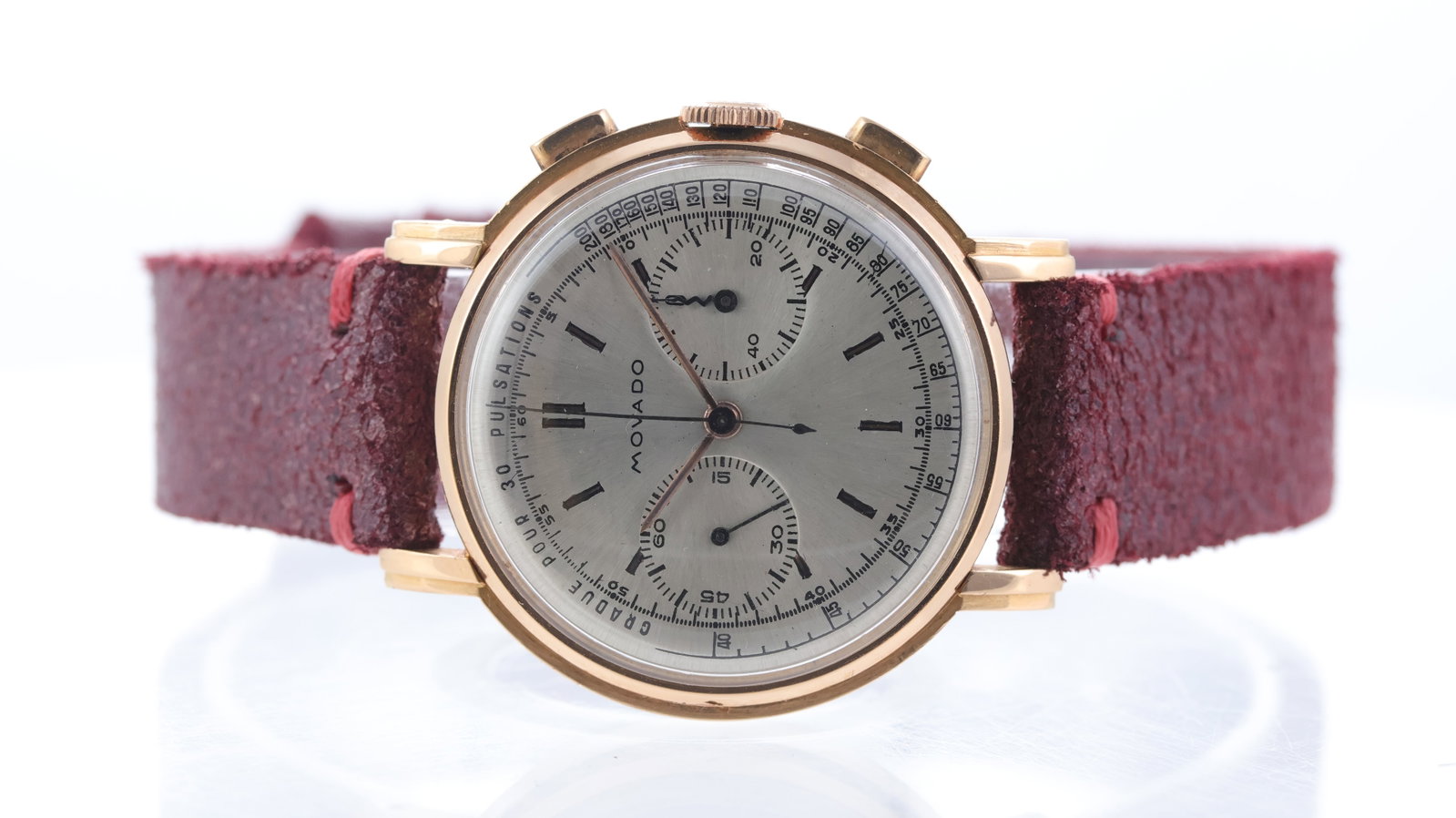 Rare Vintage Movado M90 Chronograph 18ct Rose Gold Ref 9023 Circa 1950's (1 of 5)