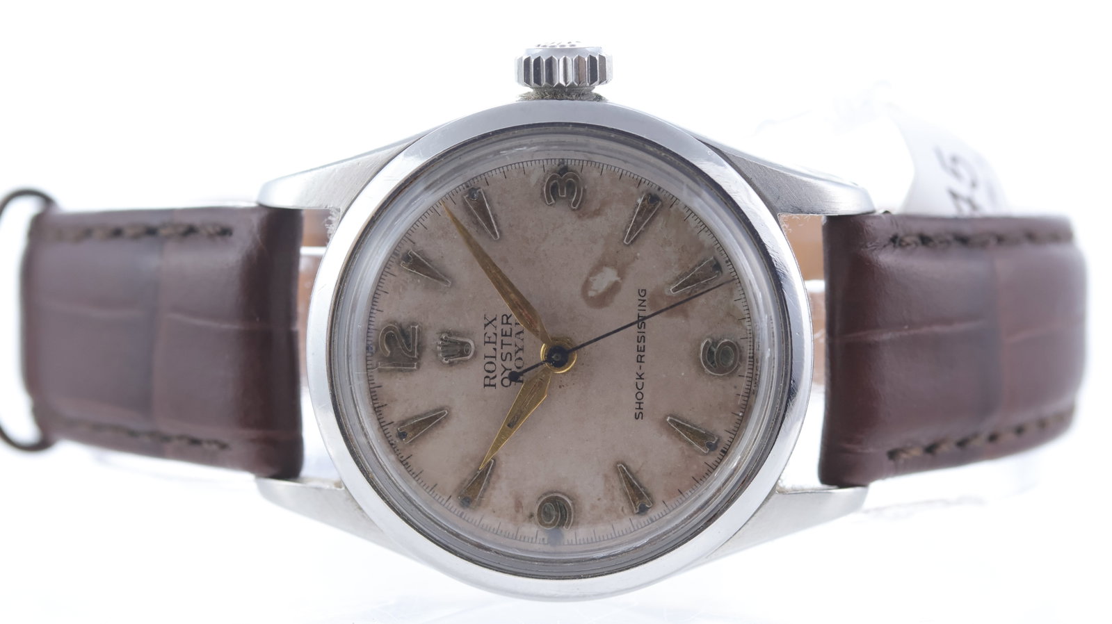 Vintage Rolex Oyster Royal Manual Wind Ref 6244 Circa 1963: Brand: Rolex Model Name: Oyster Royal Reference: 6244 Movement type: Manual Wind Movement calibre: Rolex 710 Year: Circa 1963 Dial shape: Circular Dial colour: Patina Dial features: Applied, gilt 'arr