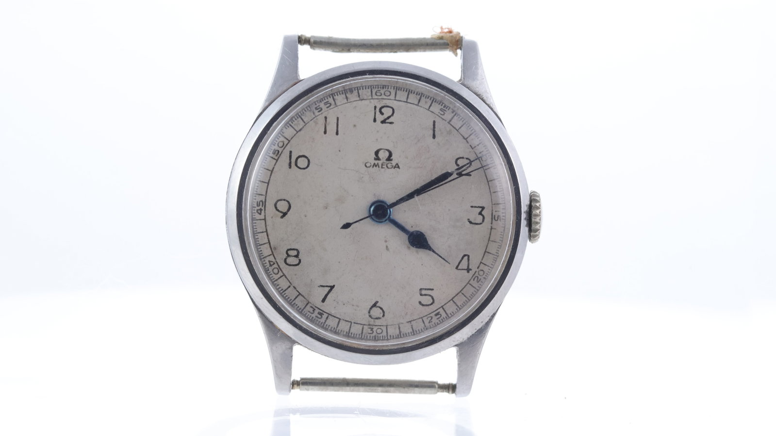 Vintage Omega 30T2 Circa 1940's: Brand: Omega Model Name: 30T2 Movement type: Manual Wind Movement calibre: Omega 30T2 Year: Circa 1940's Dial shape: Circular Dial colour: White Dial features: Patina dial with arabic numerals, therma