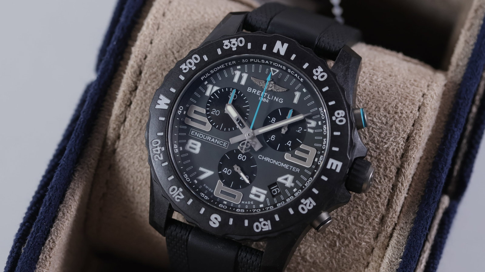 Breitling Endurance Pro Ref X82310 with Box and Papers: Brand: Breitling Model Name: Endurance Pro Reference: X82310 Movement type: Quartz Movement calibre: Breitling Thermocompensated SuperQuartz Box: Full Box Box features: Breitling blue material fold ou