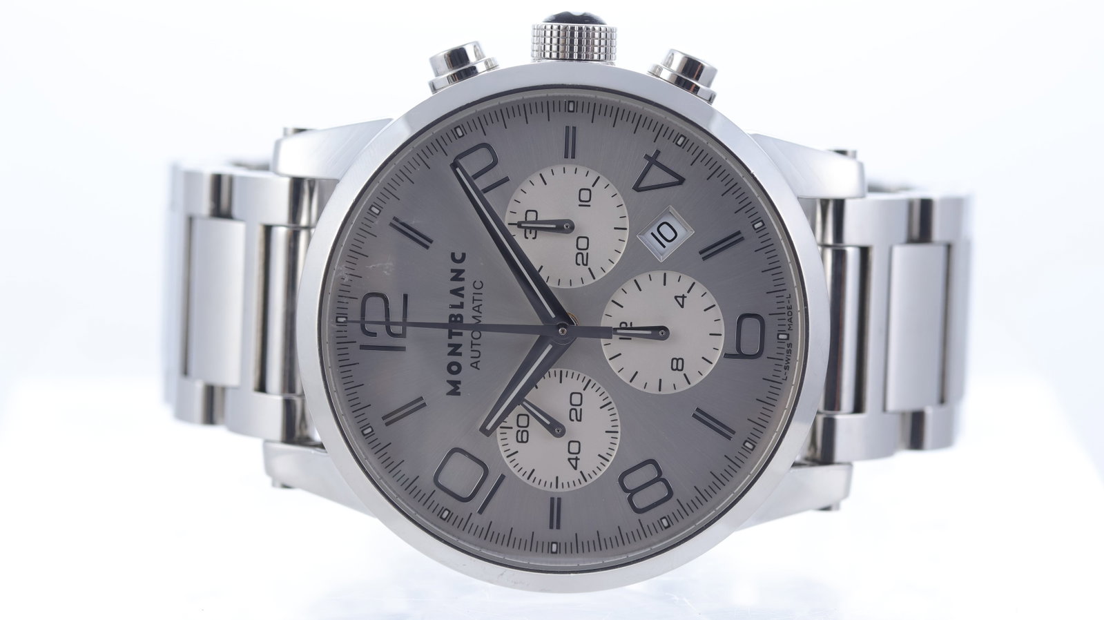 Montblanc Timewalker Ref 7069: Brand: Montblanc Model Name: Timewalker Reference: 7069 Movement type: Automatic Movement calibre: Montblanc 4810 502 Dial shape: Circular Dial colour: Silver Dial features: steel hand and hour marker
