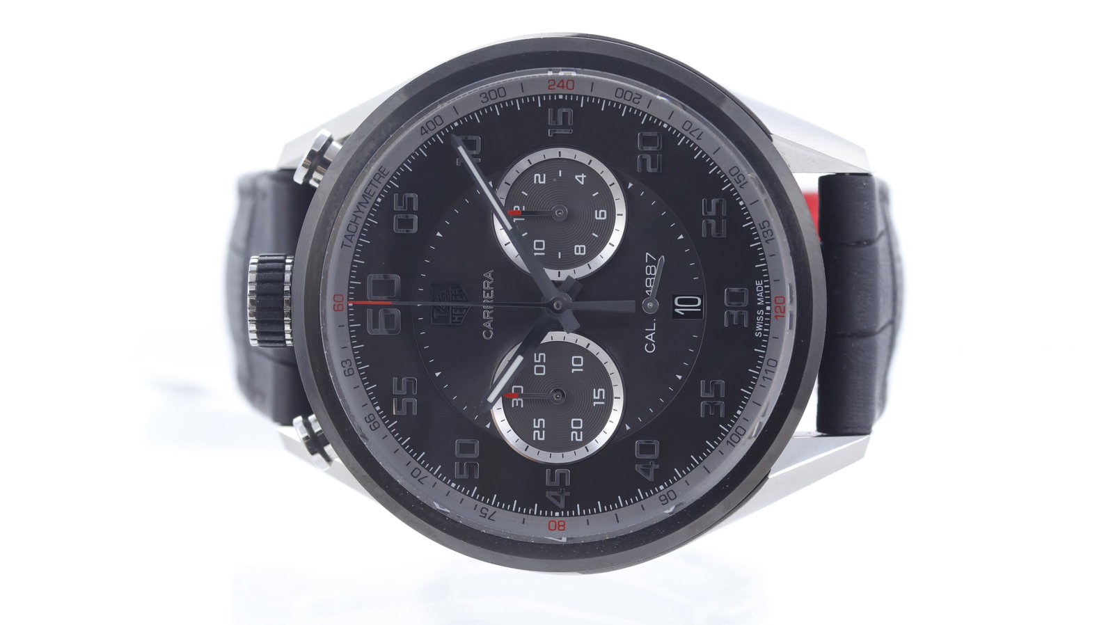 Tag Heuer Carrera bull head Ref CAR2C12-0: Brand: Tag Heuer Model Name: Carrera Reference: CAR2C12-0 Movement type: Automatic Movement calibre: Tag Heuer 1887 Dial shape: Circular Dial colour: Grey Dial features: Applied 60 second Arabic numer