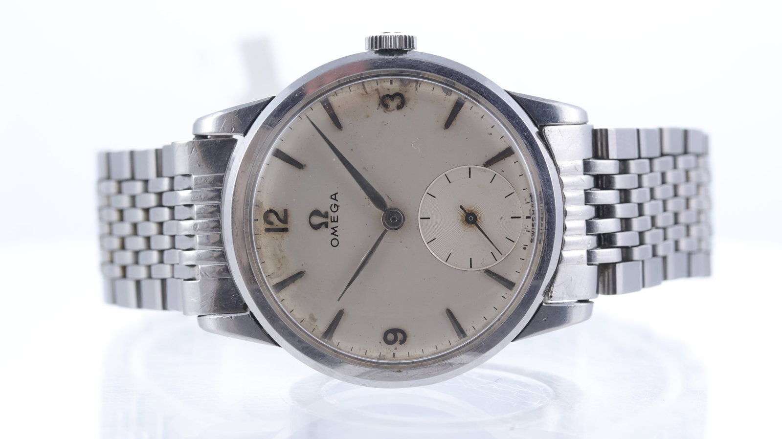 Vintage Omega Dress Watch Circa 1959: Brand: Omega Model Name: Dress Watch Movement type: Manual Wind Movement calibre: Omega 267 Year: Circa 1959 Dial shape: Circular Dial colour: Silver Dial features: Patina dial, baton and arabic numer