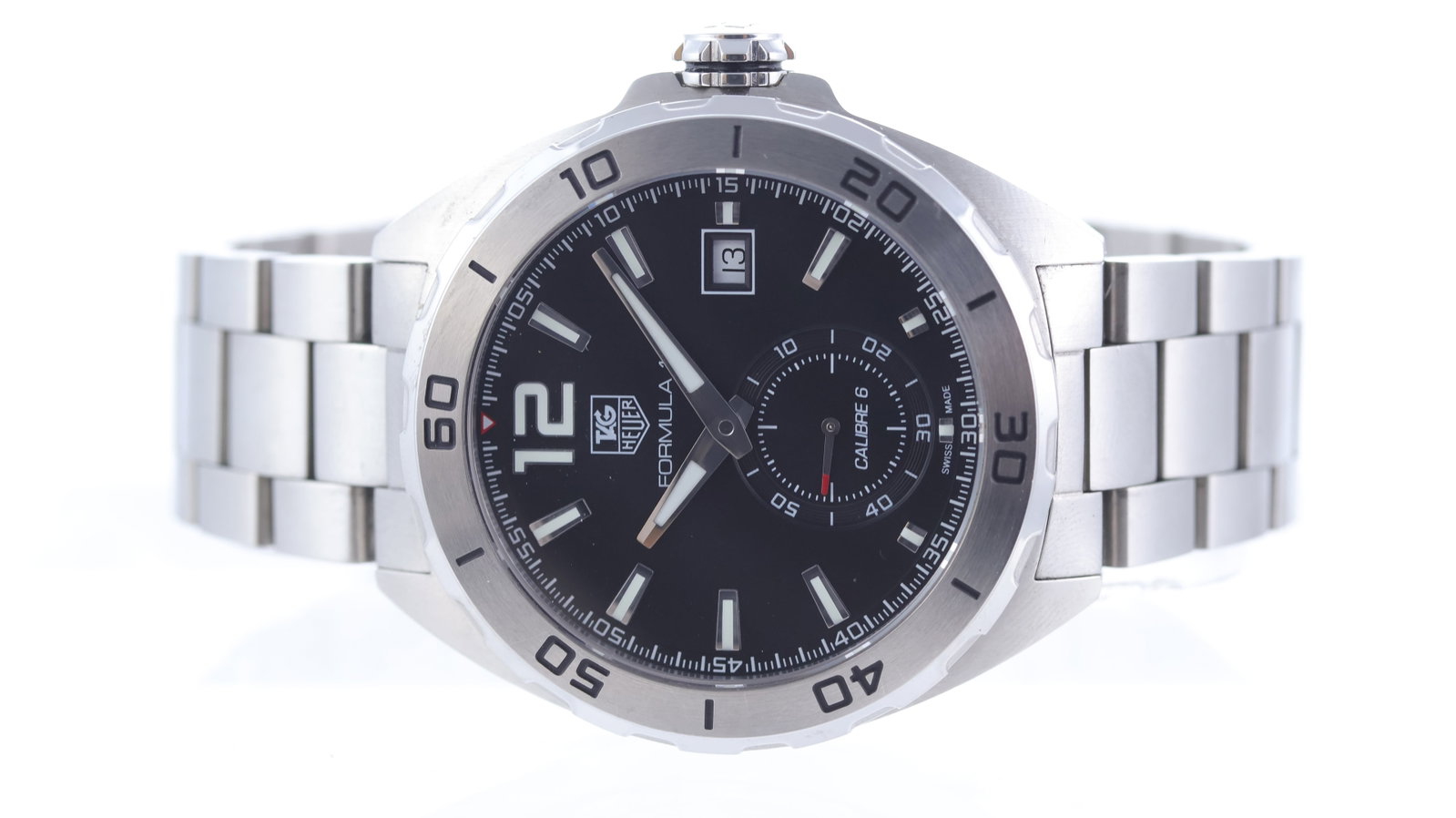 Tag Heuer Formula 1 Ref WAZ2110: Brand: Tag Heuer Model Name: Formula 1 Reference: WAZ2110 Movement type: Automatic Movement calibre: Tag Heuer 6 Dial shape: Circular Dial colour: Grey Dial features: Silver/Lume hands and baton hour 