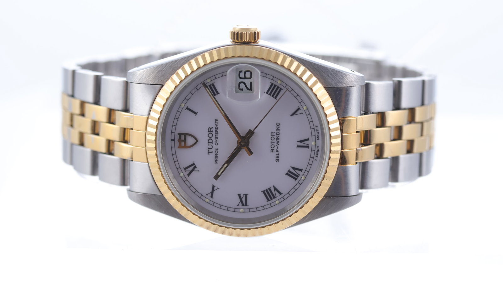 Tudor Prince Oysterdate Ref 74033 Circa 1995: Brand: Tudor Model Name: Prince Oysterdate Reference: 74033 Movement type: Automatic Movement calibre: Tudor signed ETA 2824-2 Year: Circa 1995 Dial shape: Circular Dial colour: White Dial features: R