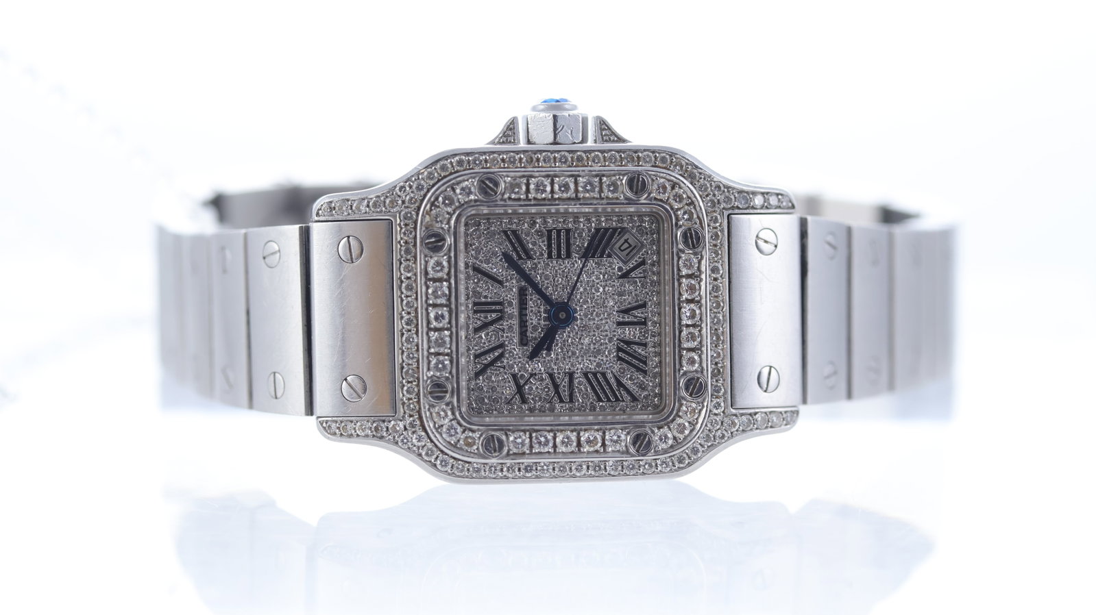 Cartier Santos Galbee Ref 2423 Aftermarket diamond set (1 of 5)