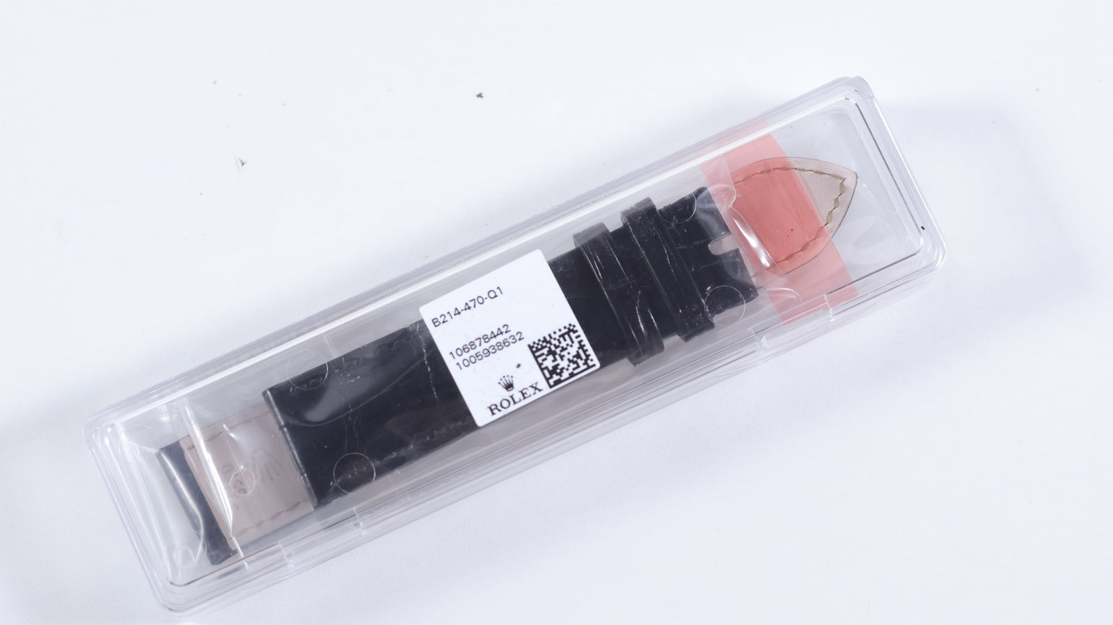 *To Be Sold Without Reserve* N.O.S Rolex Black Leather Strap 20mm: *To Be Sold Without Reserve* N.O.S Rolex Black Leather Strap 20mm, unworn still within its Rolex packaging