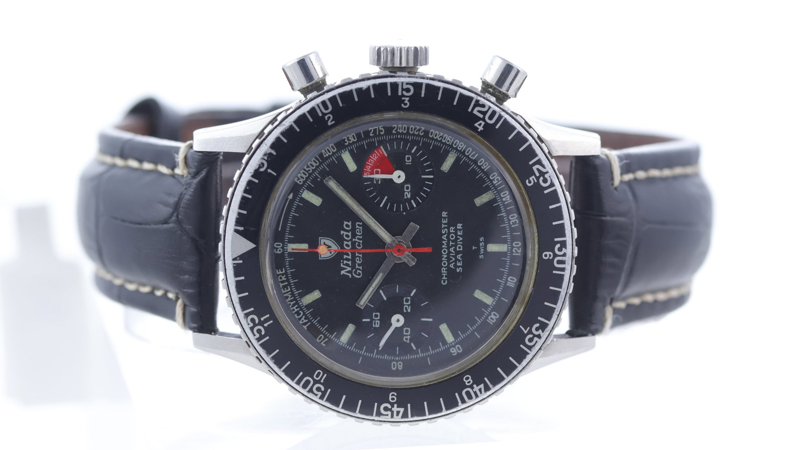 Vintage Nivada Grenchen Chronomaster Aviator Sea Diver Ref 85004 (1 of 5)