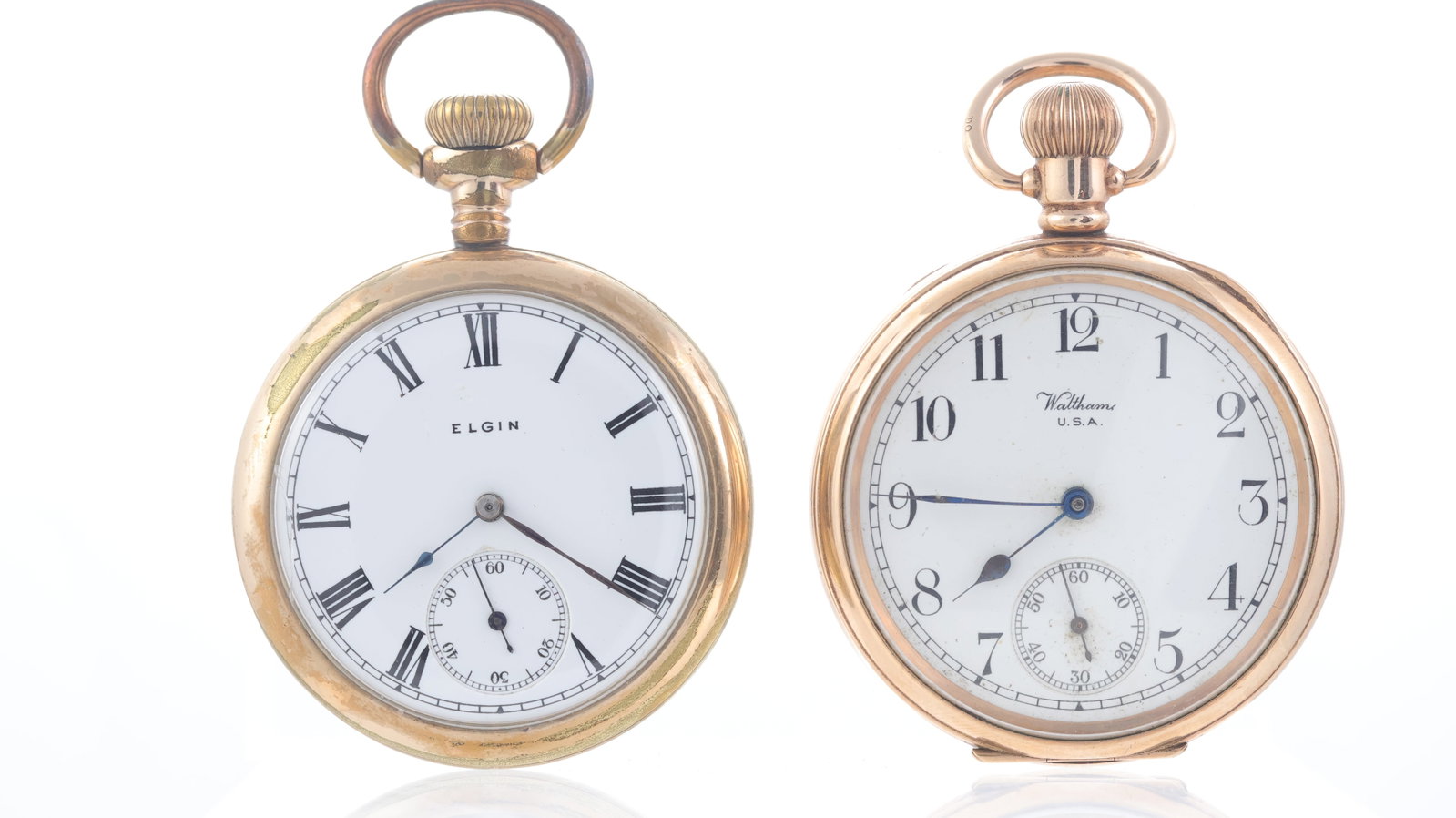 Waltham & Elgin Hand Wound Pocket Watches: Waltham & Elgin Hand Wound Pocket Watches, both require attention.