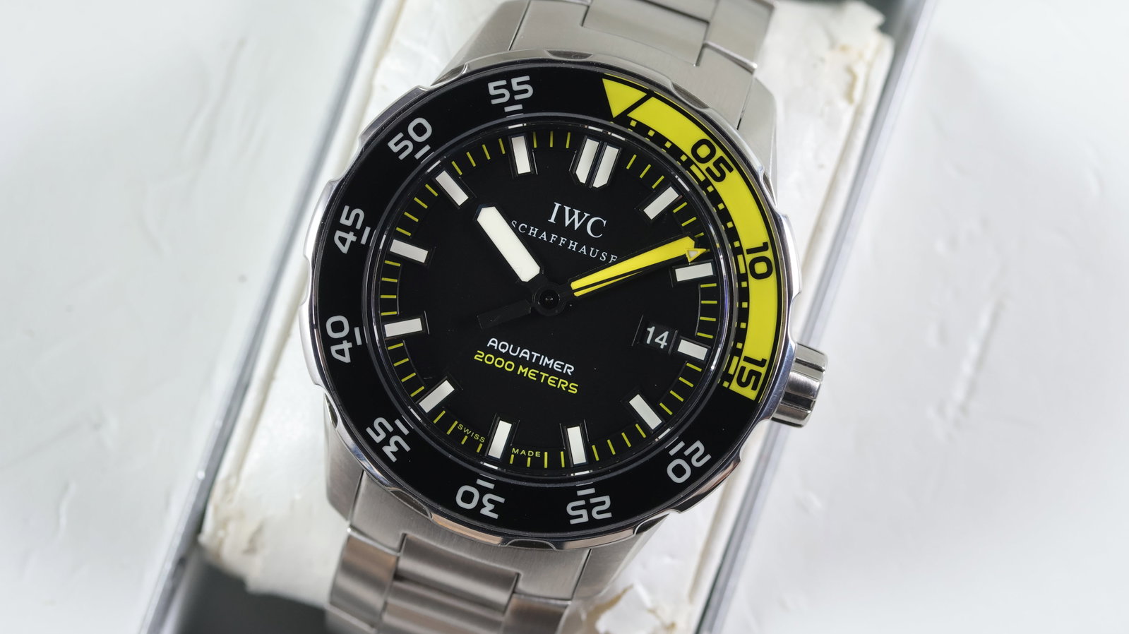 IWC Aquatimer 2000m Ref IW356802 with Box and Papers 2010: Brand: IWCModel Name: AquatimerReference: IW356802Movement type: AutomaticYear: 2010Box: inner boxPapers: Guarantee Papers & BookletsDial shape: CircularDial colour: BlackDial features: Applied hour m