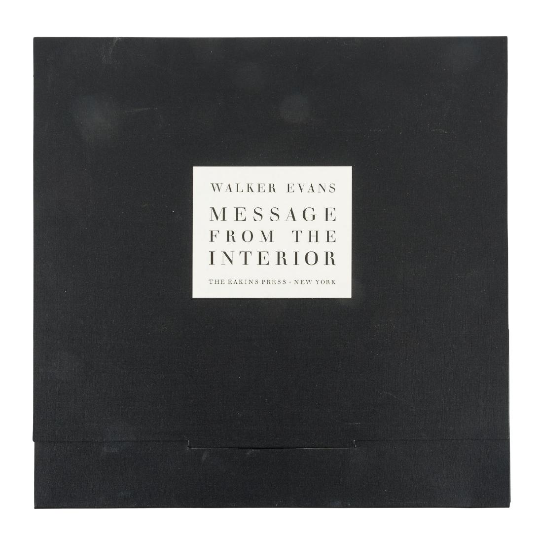 Walker Evans Message from the Interior: Heading: Author: Evans, Walker Title: Message from the Interior Place Published: New York Publisher:Eakins Press Date Published: [1966] Description: 12 black & white gravur