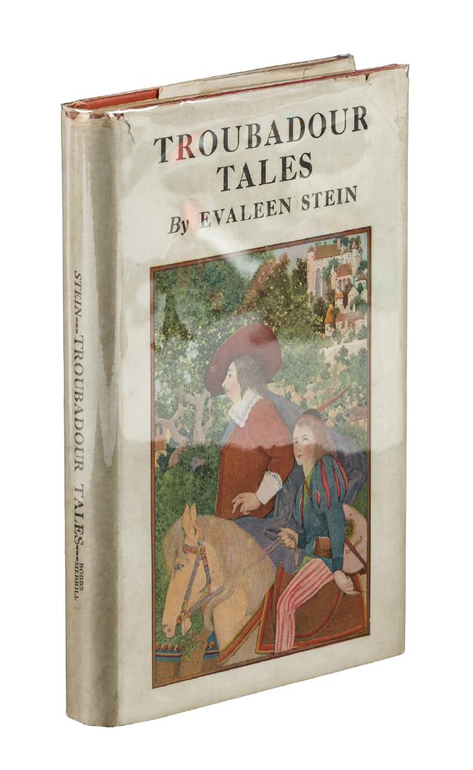 With Maxfield Parrish color dust jacket: Heading: (Parrish, Maxfield, et al., illustrators) Author: Stein, Evaleen Title: Troubadour Tales Place Published: Indianapolis Publisher:Bobbs-Merrill Date Published: [1903] Descriptio
