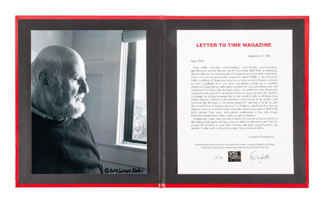 Ferlinghetti, Letter to Time 1/30: Heading: Author: Ferlinghetti, Lawrence Title: Letter to Time Place Published: San Francisco Publisher:Sore Dove Press Date Published: 2014 Description: Printed single shee