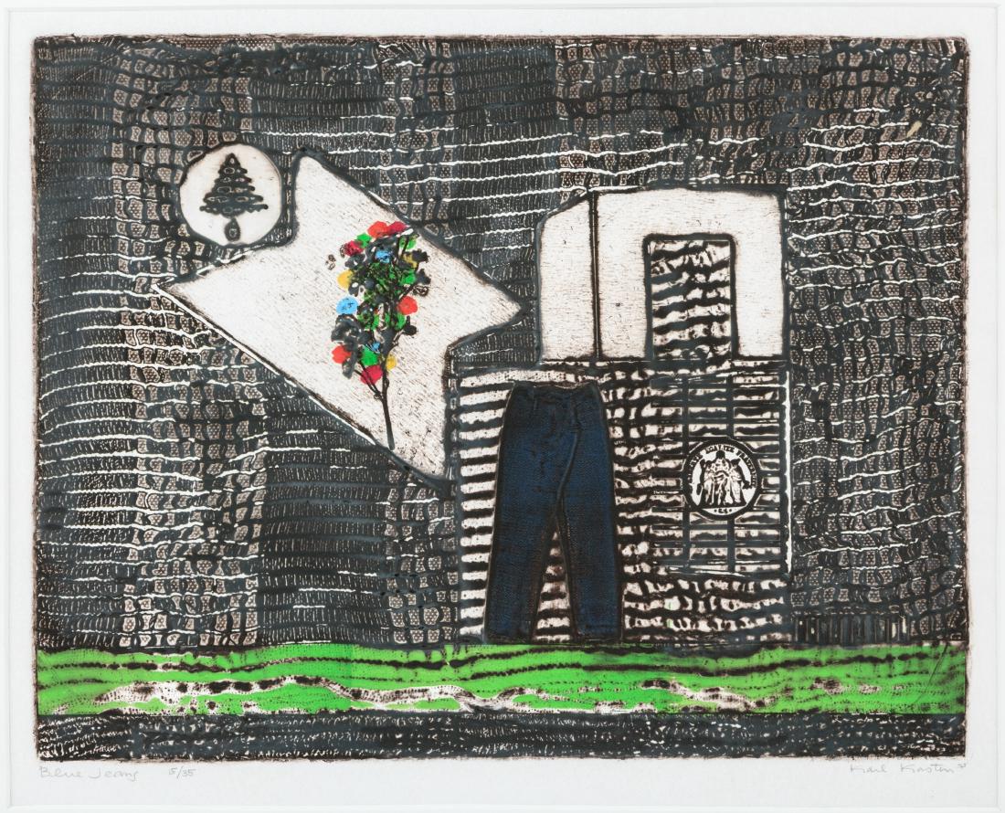 Karl Kasten Blue Jeans one of 35 copies: Heading: Author: Kasten, Karl Title: Blue Jeans Place Published: Publisher: Date Published: 1975 Description: Soft ground etching. Impression size 33x42.5 cm (13x16¾"), pl