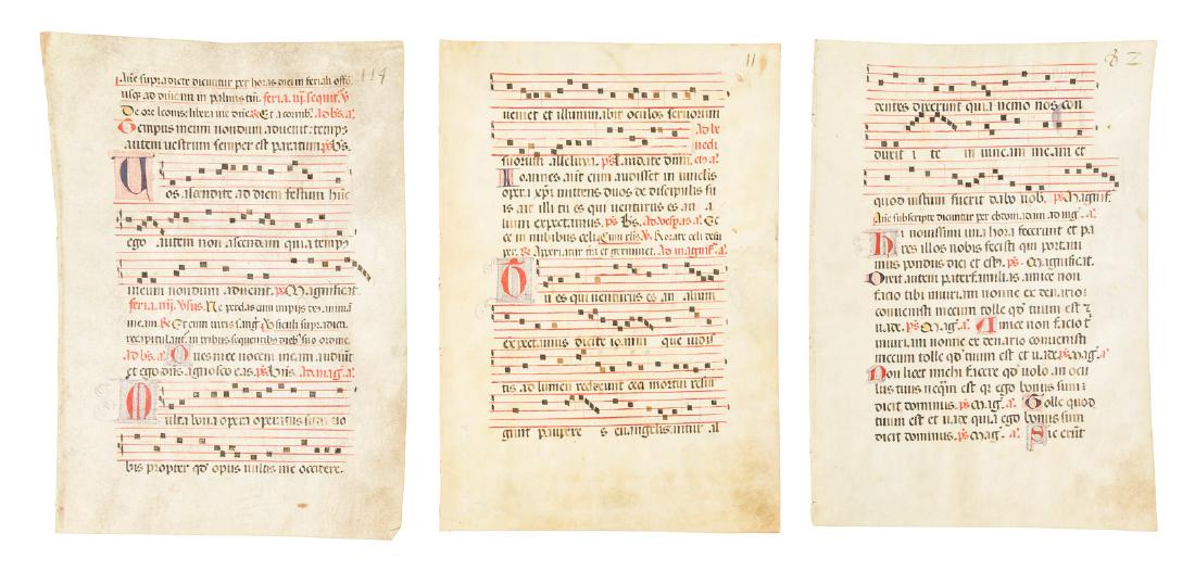 Five mansucript antiphonal or missal leaves (1 of 5)